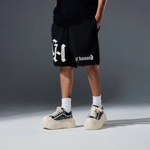 Couple Hunnid Basic Letter Graffiti Shorts