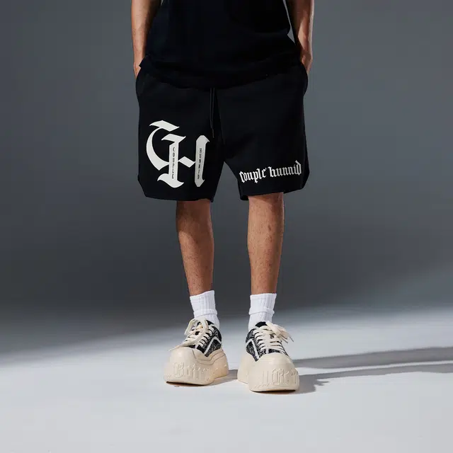 Couple Hunnid Basic Letter Graffiti Shorts