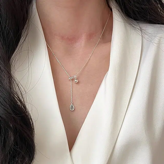 钰宝悦 蓝眼泪 精致闪耀森系甜美梦幻蓝色水滴流苏抽拉式可调节 轻奢小众气质清新优雅日常百搭 锆石 项链 女款