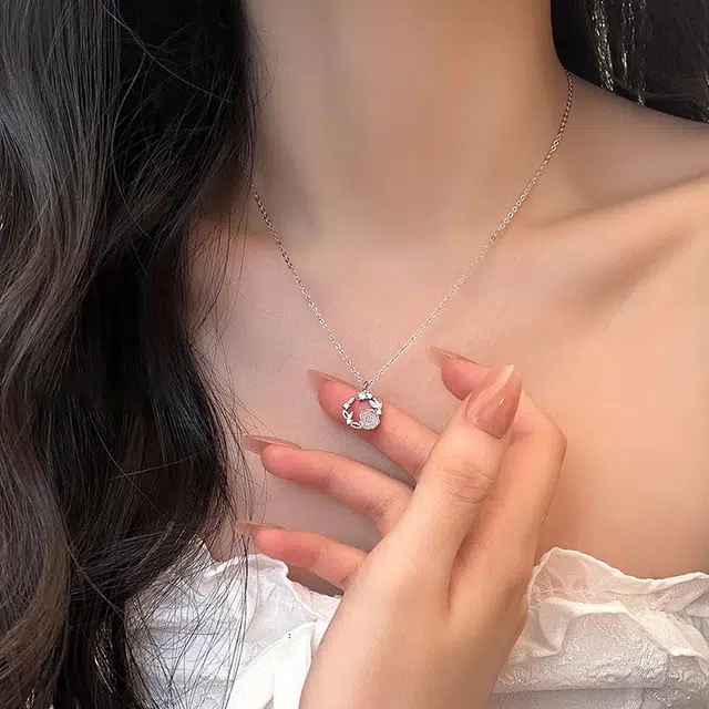 钰宝悦 幻彩璀璨山茶花 浪漫轻奢法式优雅气质精致百搭小众高级感设计恋爱告白 锆石 项链 女款