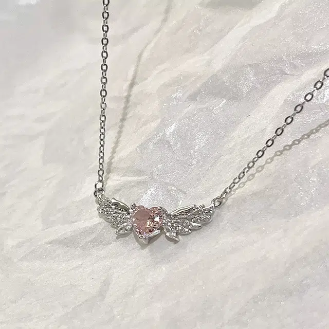钰宝悦 爆闪天使之翼 浪漫粉色璀璨闪耀精致轻奢小众设计高级感甜美 锆石 项链 女款