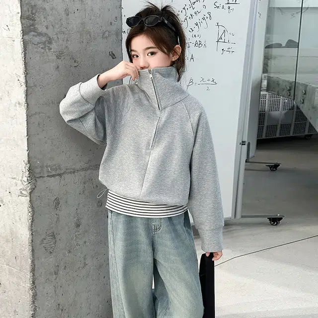 比比我休闲运动套装  女童春秋季 宽松时尚百搭大童潮牌小孩衣服 小女孩短袖洋气时髦 舒适帅气轻便