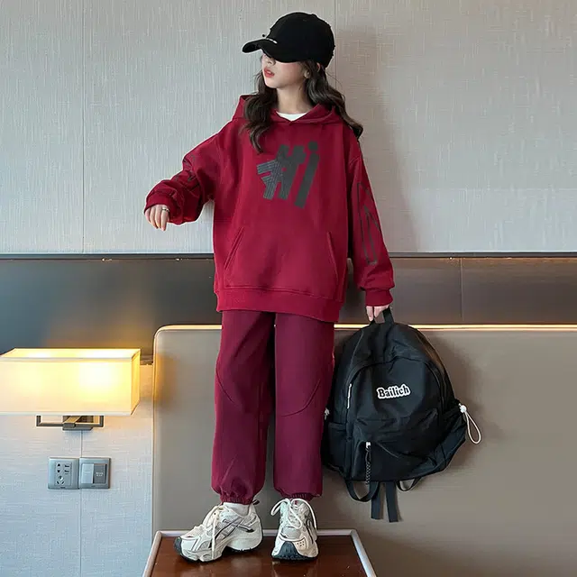 比比我休闲运动套装  女童春秋季时尚 百搭大童潮牌小孩衣服 小女孩长袖洋气时髦 舒适帅气轻便