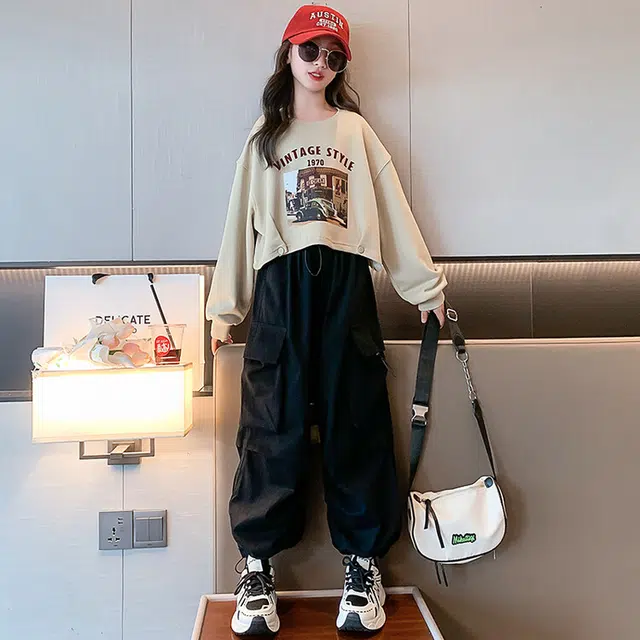 比比我休闲运动套装   女童春秋季大童潮牌小孩衣服 小女孩韩版 长袖洋气时髦 舒适帅气轻便