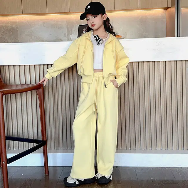 比比我休闲运动套装  女童春秋季卫衣卫裤针织大童潮牌小孩衣服 小女孩长袖洋气时髦 舒适帅气轻便