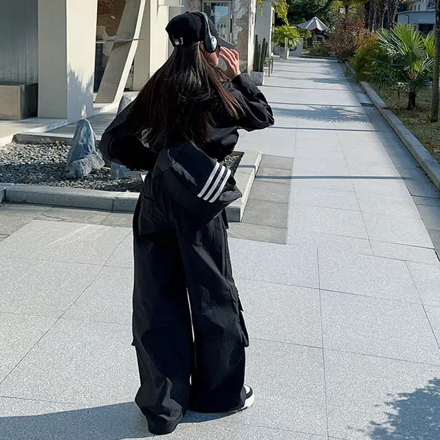 比比我休闲运动套装  女童春秋季重工工装大童潮牌小孩衣服 小女孩短袖洋气时髦 舒适帅气轻便