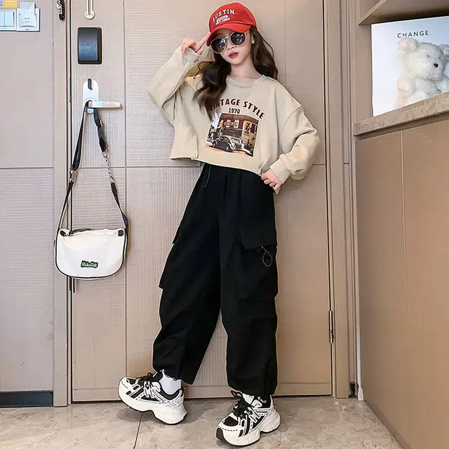 比比我休闲运动套装   女童春秋季大童潮牌小孩衣服 小女孩韩版 长袖洋气时髦 舒适帅气轻便