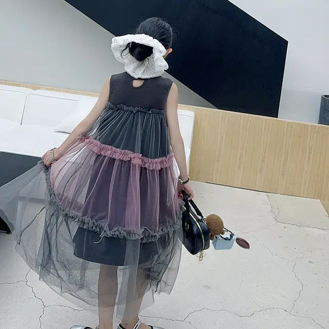 比比我女童夏季连衣裙 小女孩度休闲气质裙子 清新公主裙 大童潮牌 百搭