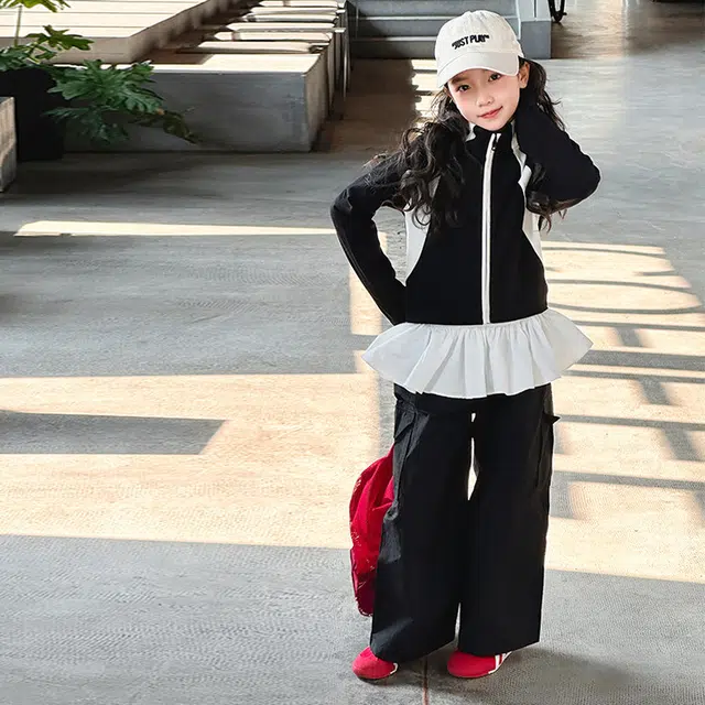 比比我休闲运动套装  女童春秋季时尚 百搭大童潮牌小孩衣服 小女孩短袖洋气时髦 舒适帅气轻便