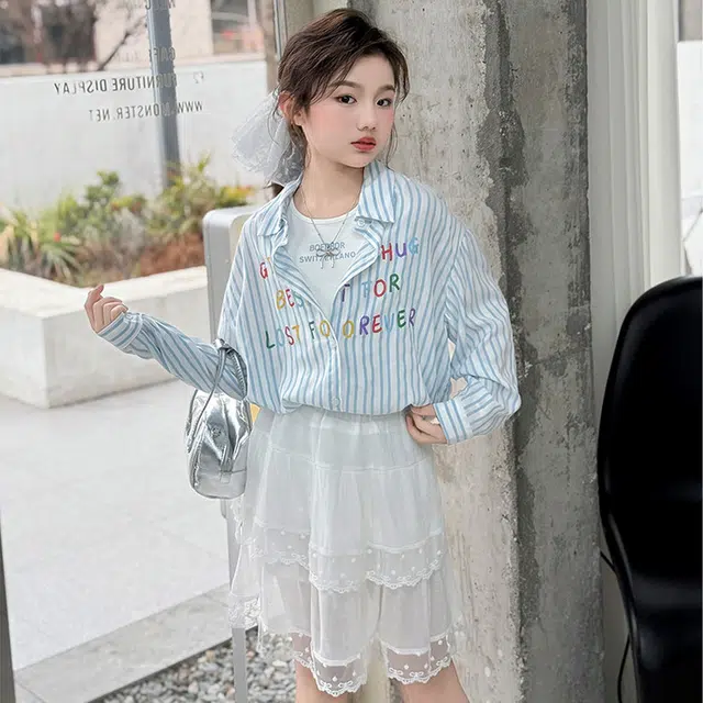 比比我休闲运动套装  女童春秋季韩版 百搭大童潮牌小孩衣服 小女孩短袖洋气时髦 舒适帅气轻便