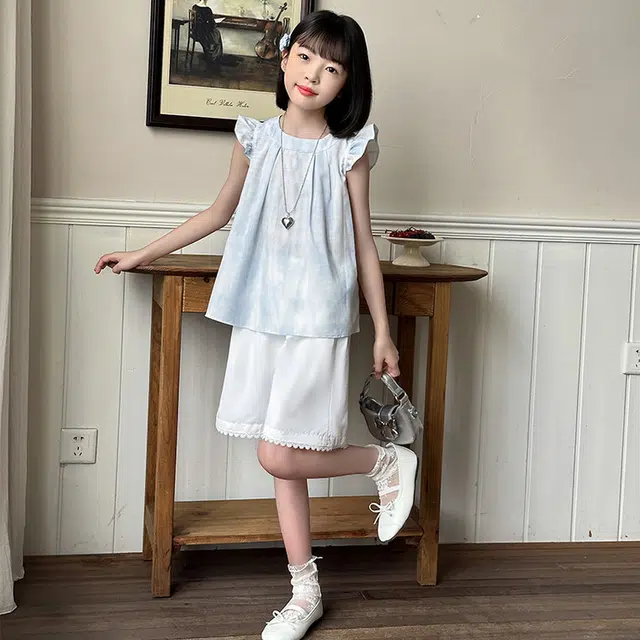 比比我儿童休闲运动套装 女童夏季 小孩衣服 小女孩时尚清新 大童潮牌