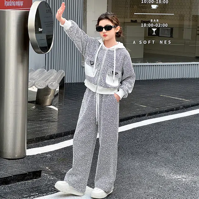 比比我休闲运动套装  女童春秋季时尚小香风百搭大童潮牌小孩衣服 小女孩短袖洋气时髦 舒适帅气轻便