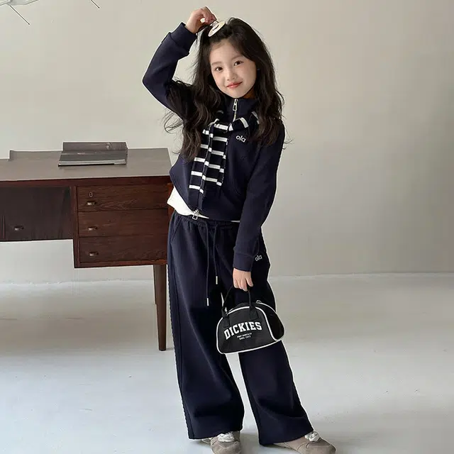 比比我休闲运动套装  女童春秋季条纹披肩立领大童潮牌小孩衣服 小女孩短袖洋气时髦 舒适帅气轻便