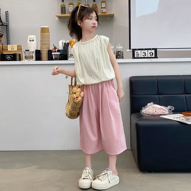 比比我儿童套装  休闲运动 女童夏季服装 小孩衣服 小女孩七分裤 大童潮牌