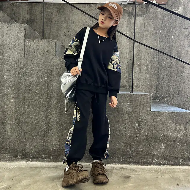 比比我休闲运动套装  女童春秋季小熊大童潮牌小孩衣服 小女孩短长袖洋气时髦 舒适帅气轻便