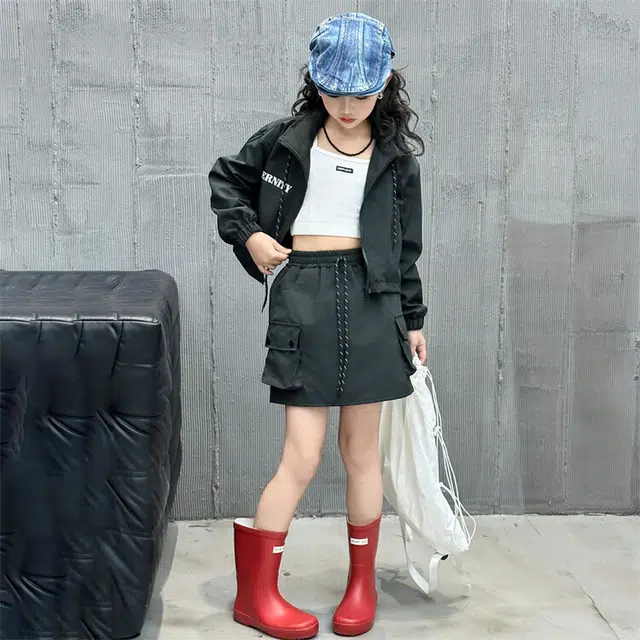 比比我休闲运动套装  女童春秋季工装大童潮牌小孩衣服 小女孩短袖洋气时髦 舒适帅气轻便