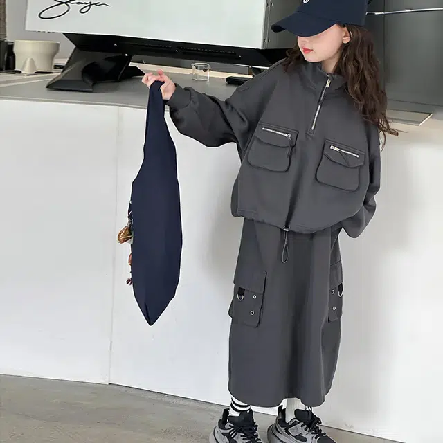 比比我休闲运动套装  女童春秋季大童潮牌工装风时髦小孩衣服 小女孩长袖洋气 舒适帅气轻便