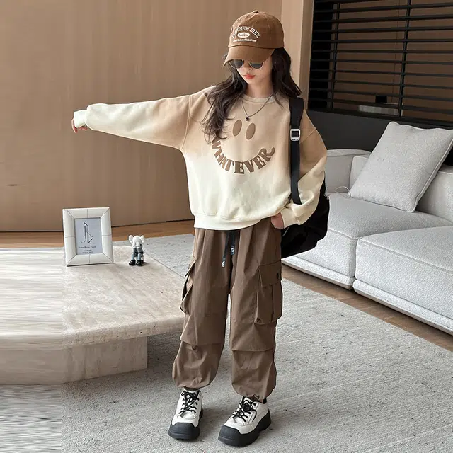 比比我休闲运动套装  女童春秋季时尚百搭大童潮牌小孩衣服 小女孩短袖洋气时髦 舒适帅气轻便