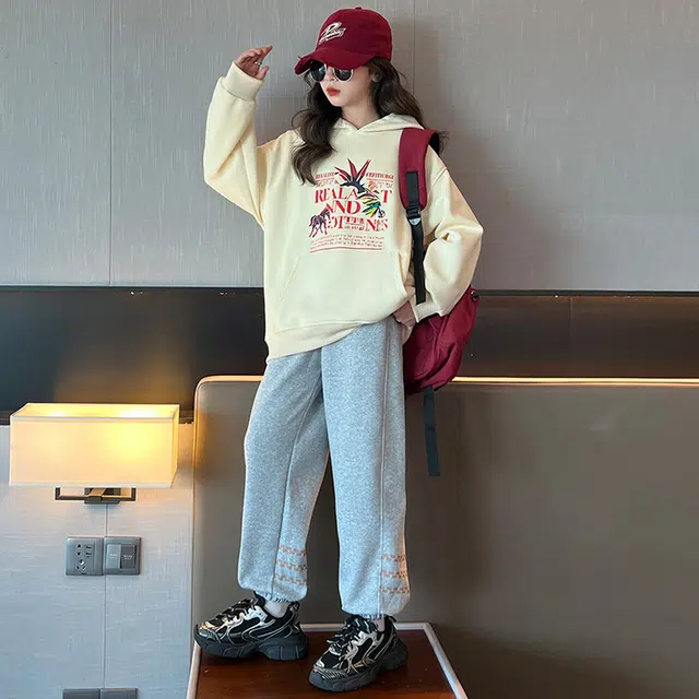 比比我休闲运动套装   女童春秋季 时尚 百搭 大童潮牌小孩衣服 小女孩长袖洋气时髦 舒适帅气轻便软顶
