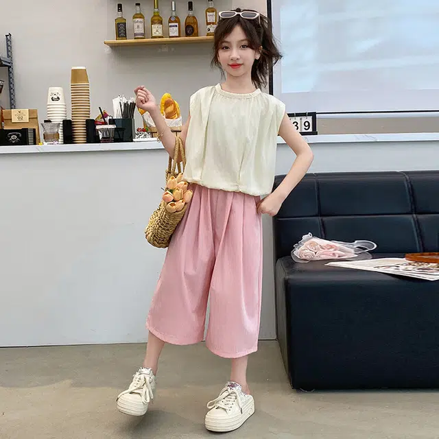 比比我儿童套装  休闲运动 女童夏季服装 小孩衣服 小女孩七分裤 大童潮牌