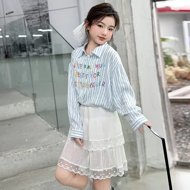 比比我休闲运动套装  女童春秋季韩版 百搭大童潮牌小孩衣服 小女孩短袖洋气时髦 舒适帅气轻便