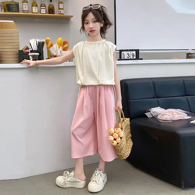 比比我儿童套装  休闲运动 女童夏季服装 小孩衣服 小女孩七分裤 大童潮牌