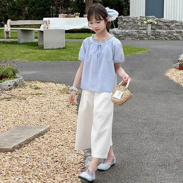 比比我儿童休闲运动套装 女童夏季 小孩衣服 小女孩短袖 洋气短裤套 大童潮牌