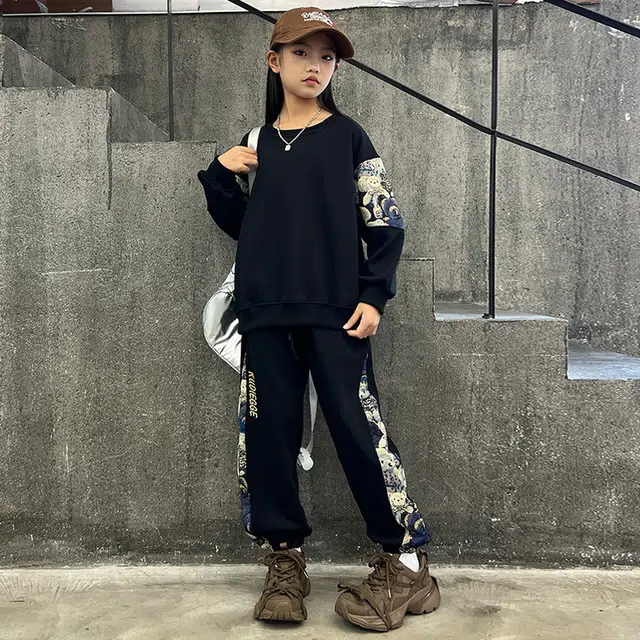 比比我休闲运动套装  女童春秋季小熊大童潮牌小孩衣服 小女孩短长袖洋气时髦 舒适帅气轻便