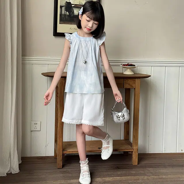 比比我儿童休闲运动套装 女童夏季 小孩衣服 小女孩时尚清新 大童潮牌