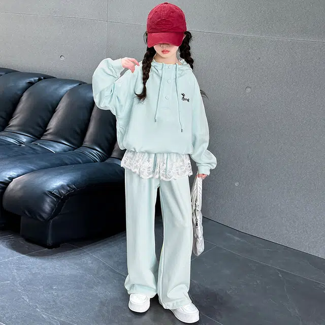 比比我休闲运动套装  女童春秋季时尚卡通大童潮牌小孩衣服 小女孩短袖洋气时髦 舒适帅气轻便