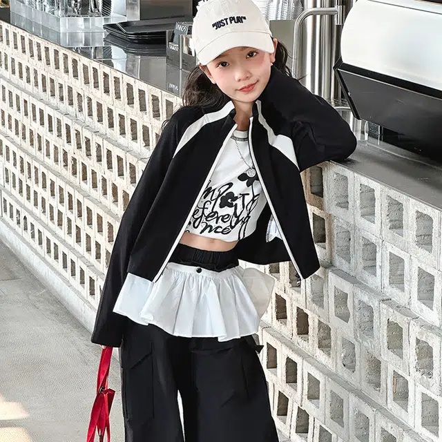 比比我休闲运动套装  女童春秋季时尚 百搭大童潮牌小孩衣服 小女孩短袖洋气时髦 舒适帅气轻便
