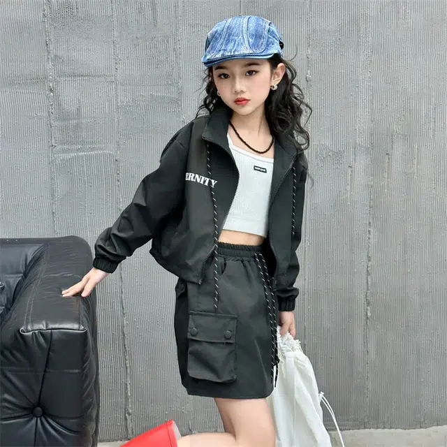比比我休闲运动套装  女童春秋季工装大童潮牌小孩衣服 小女孩短袖洋气时髦 舒适帅气轻便