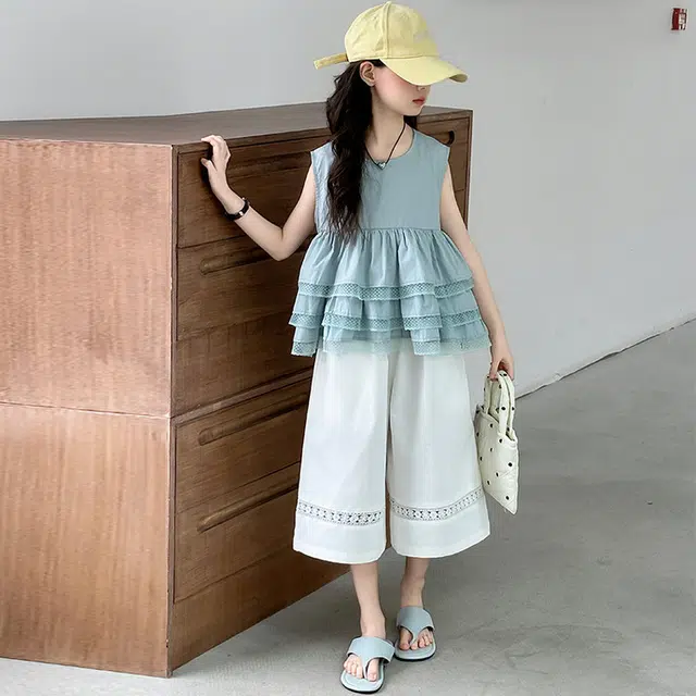 比比我儿童休闲运动套装 女童夏季  小孩衣服 小女孩字母短袖 洋气短裤套 大童潮牌 青少年