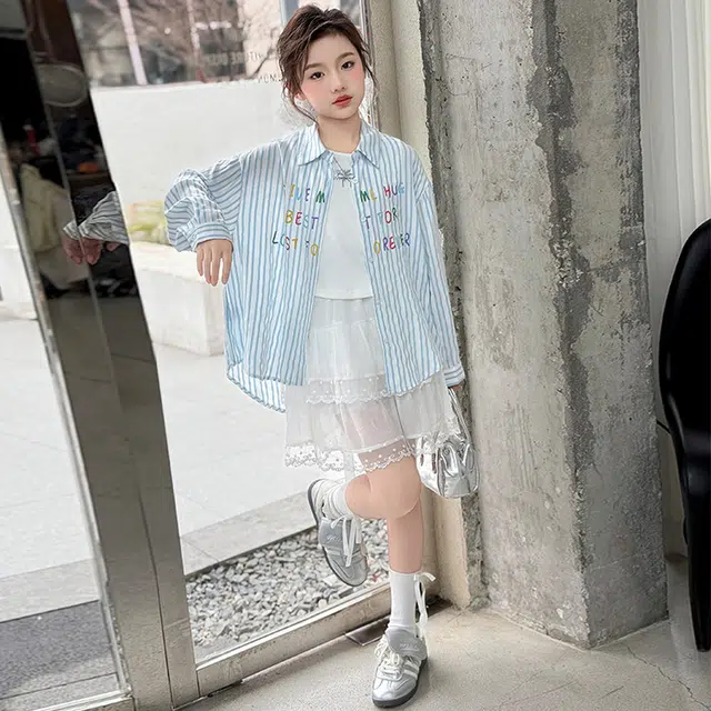 比比我休闲运动套装  女童春秋季韩版 百搭大童潮牌小孩衣服 小女孩短袖洋气时髦 舒适帅气轻便