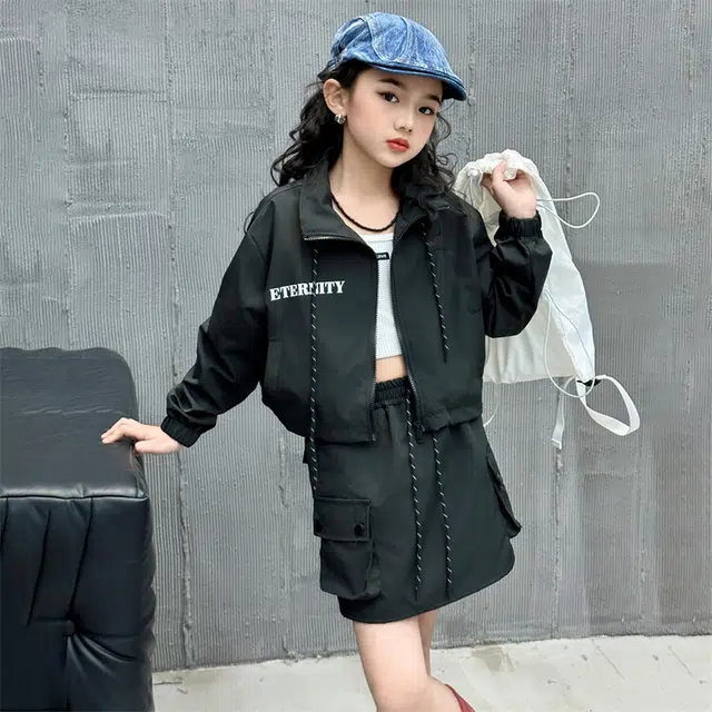 比比我休闲运动套装  女童春秋季工装大童潮牌小孩衣服 小女孩短袖洋气时髦 舒适帅气轻便