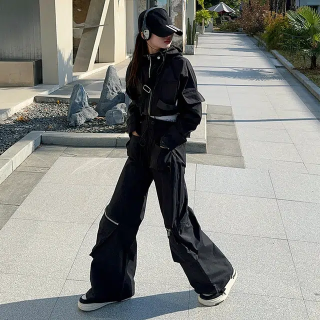 比比我休闲运动套装  女童春秋季重工工装大童潮牌小孩衣服 小女孩短袖洋气时髦 舒适帅气轻便