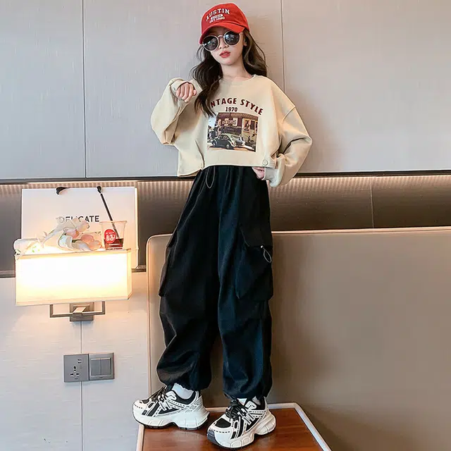 比比我休闲运动套装   女童春秋季大童潮牌小孩衣服 小女孩韩版 长袖洋气时髦 舒适帅气轻便