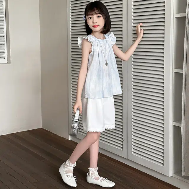 比比我儿童休闲运动套装 女童夏季 小孩衣服 小女孩时尚清新 大童潮牌