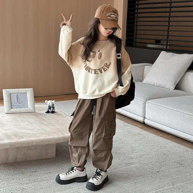 比比我休闲运动套装  女童春秋季时尚百搭大童潮牌小孩衣服 小女孩短袖洋气时髦 舒适帅气轻便