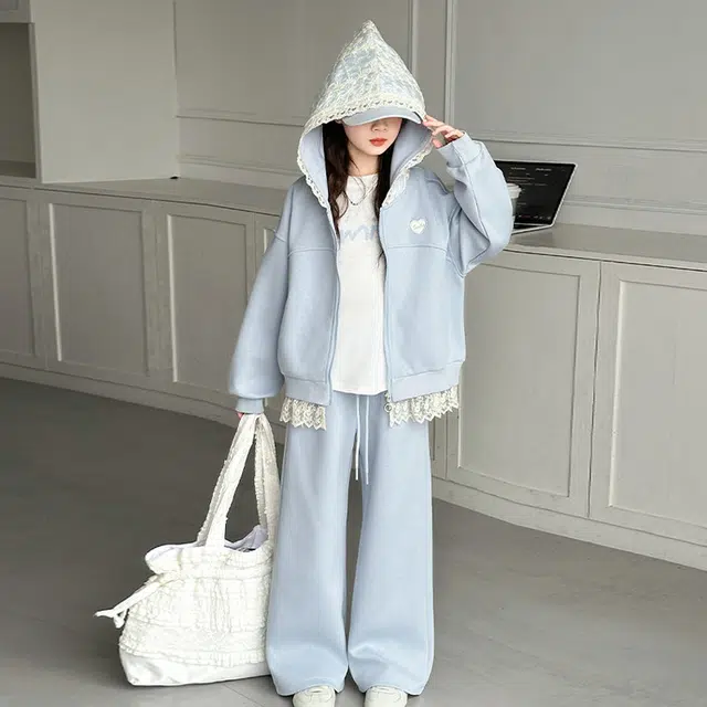 比比我休闲运动套装  女童春秋季大童潮牌小孩衣服 小女孩长袖洋气时髦 舒适帅气轻便