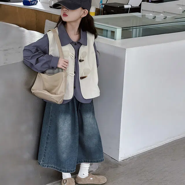 比比我休闲运动套装  女童春秋季马甲百搭大童潮牌小孩衣服 小女孩长袖洋气时髦 舒适帅气轻便