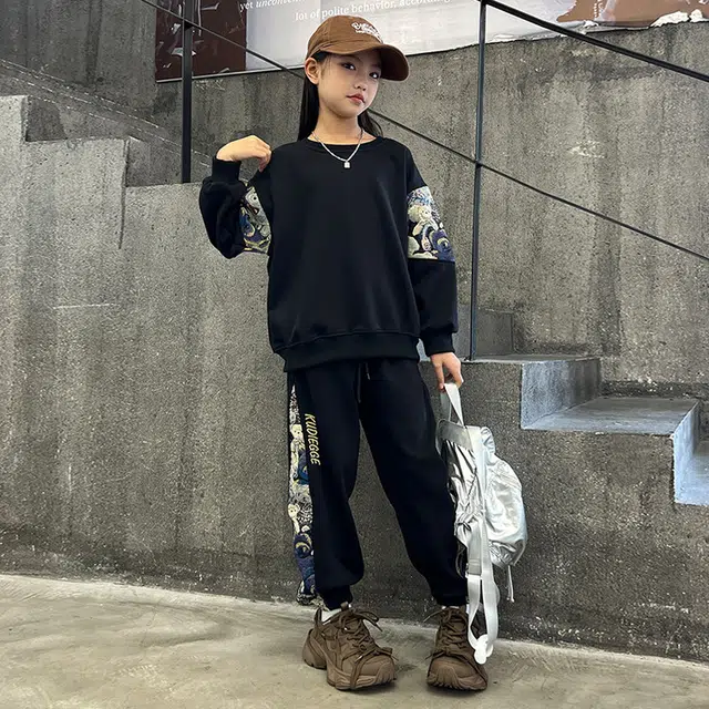 比比我休闲运动套装  女童春秋季小熊大童潮牌小孩衣服 小女孩短长袖洋气时髦 舒适帅气轻便