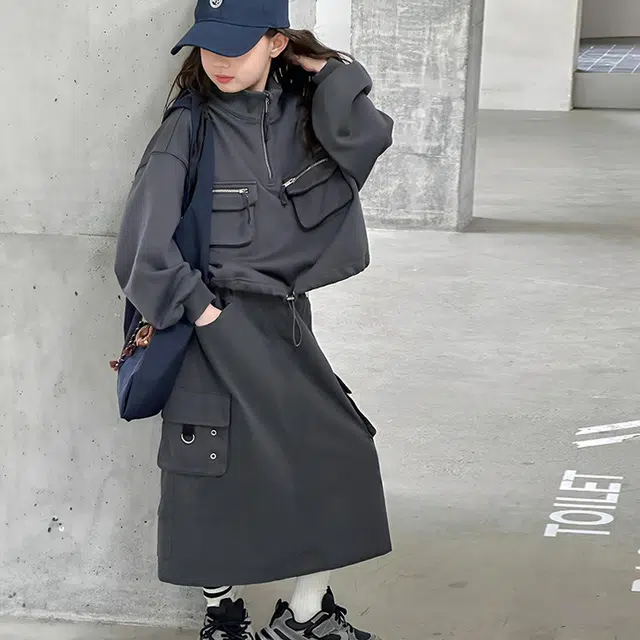 比比我休闲运动套装  女童春秋季大童潮牌工装风时髦小孩衣服 小女孩长袖洋气 舒适帅气轻便