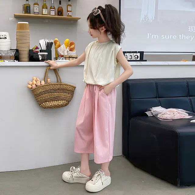 比比我儿童套装  休闲运动 女童夏季服装 小孩衣服 小女孩七分裤 大童潮牌