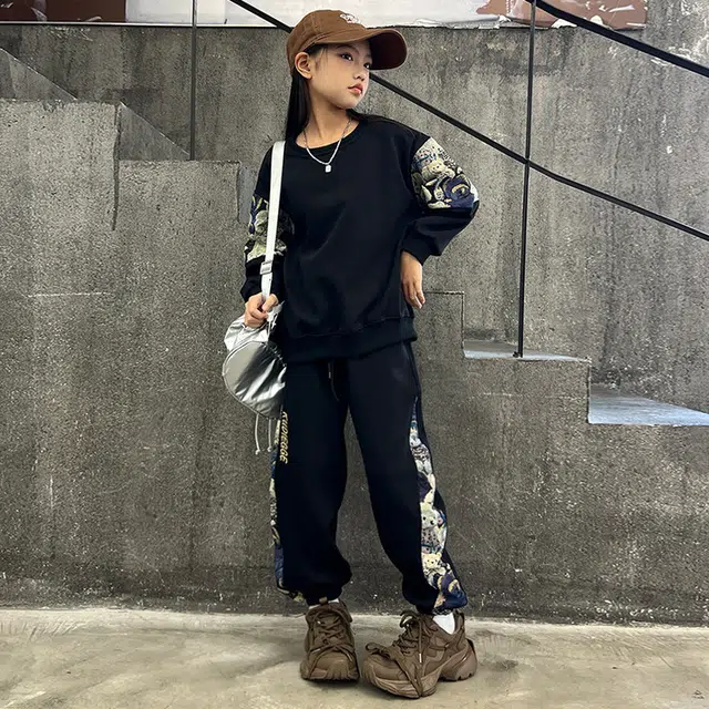 比比我休闲运动套装  女童春秋季小熊大童潮牌小孩衣服 小女孩短长袖洋气时髦 舒适帅气轻便