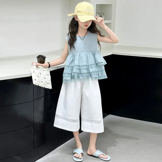 比比我儿童休闲运动套装 女童夏季  小孩衣服 小女孩字母短袖 洋气短裤套 大童潮牌 青少年