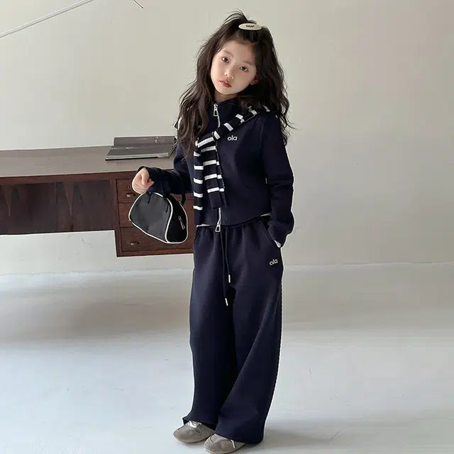 比比我休闲运动套装  女童春秋季条纹披肩立领大童潮牌小孩衣服 小女孩短袖洋气时髦 舒适帅气轻便