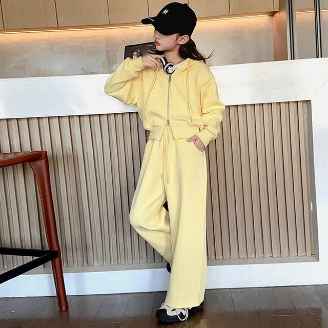 比比我休闲运动套装  女童春秋季卫衣卫裤针织大童潮牌小孩衣服 小女孩长袖洋气时髦 舒适帅气轻便