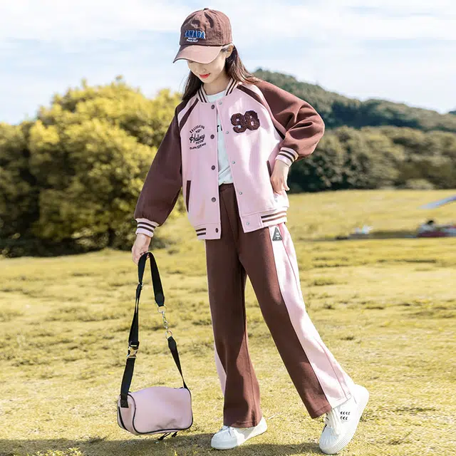 比比我休闲运动套装  女童春秋季韩版 百搭 亲肤大童潮牌小孩衣服 小女孩长袖洋气时髦 舒适帅气轻便