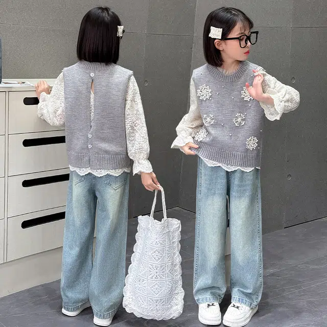 比比我休闲运动套装  女童春秋季韩版潮流大童潮牌小孩衣服 小女孩短袖洋气时髦 舒适帅气轻便